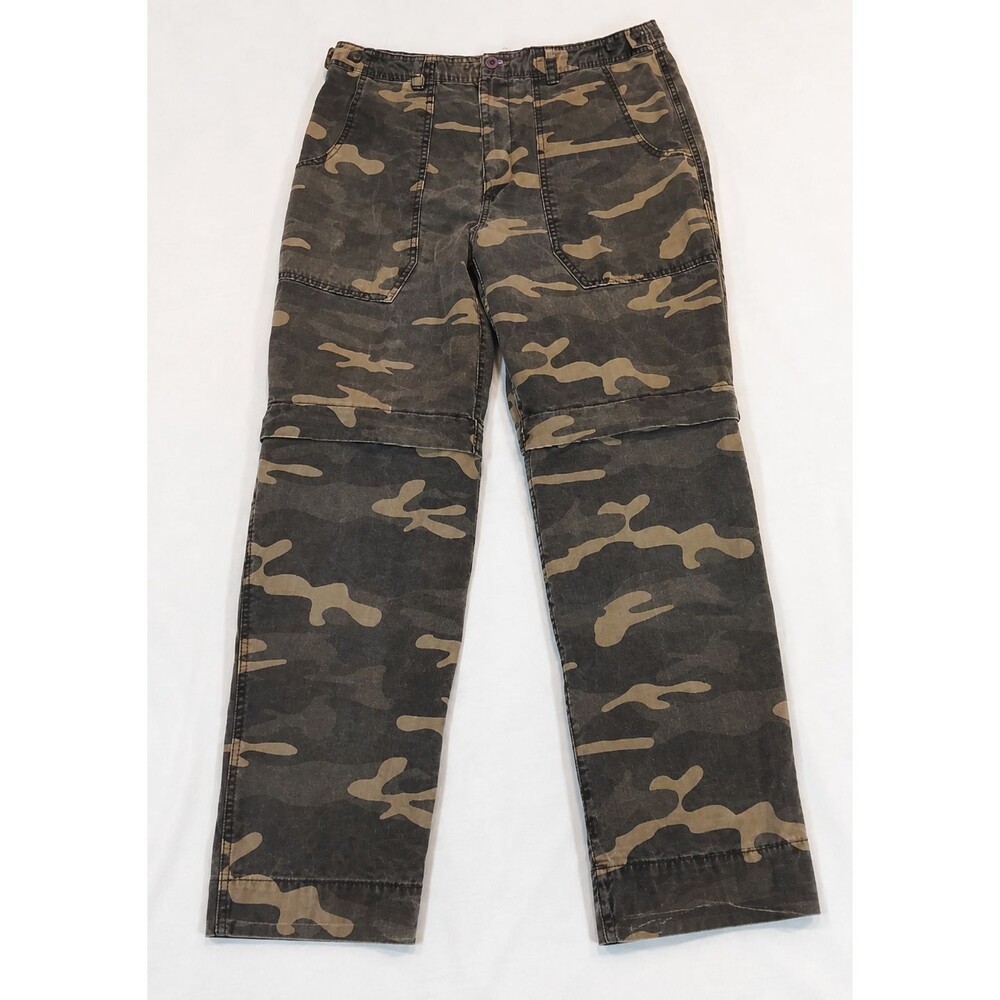 Y2K Camo Pants Mens 36x28 Baggy Zip Off Convertible Wide Leg Utility Grunge